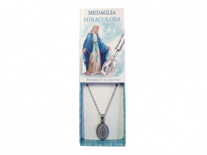 Collanina con medaglia Miracolosa in Acciaio Inox