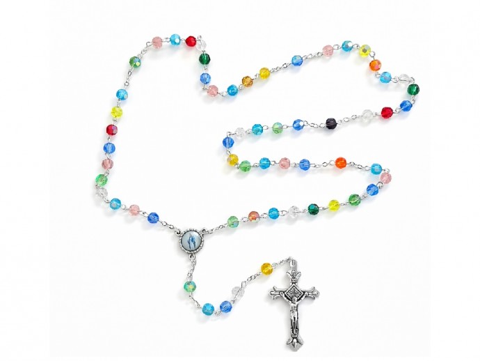 Rosario multicolor con grani sfaccettati mm 6