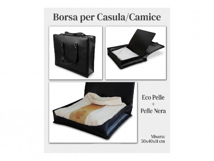 Borsa ecopelle + pelle nera per camice e casula misura 50x40x11